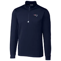 Men's Cutter & Buck Navy New England Patriots Traverse Quarter-Zip Pullover Jacket