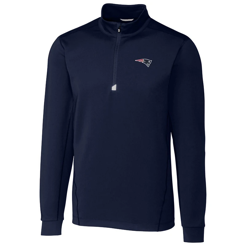 Men's Cutter & Buck Navy New England Patriots Traverse Quarter-Zip Pullover Jacket
