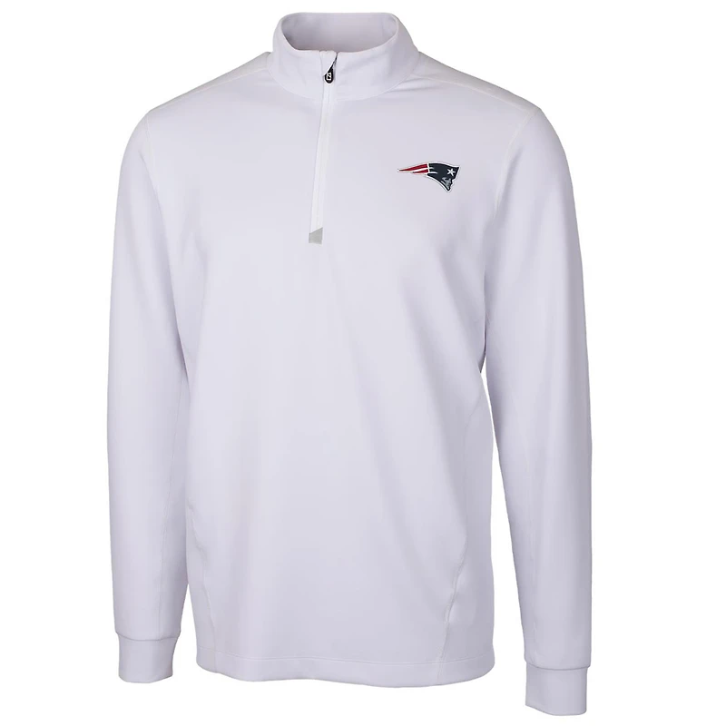 Men's Cutter & Buck White New England Patriots Traverse Quarter-Zip Pullover Jacket