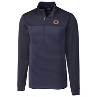 Men's Cutter & Buck Navy Chicago Bears Traverse Stripe Quarter-Zip Pullover Jacket
