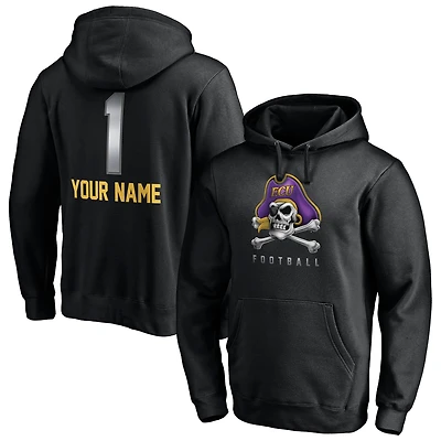 Men's Black ECU Pirates Personalized Any Name Midnight Mascot Pullover Hoodie
