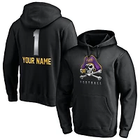 Men's Black ECU Pirates Personalized Any Name Midnight Mascot Pullover Hoodie