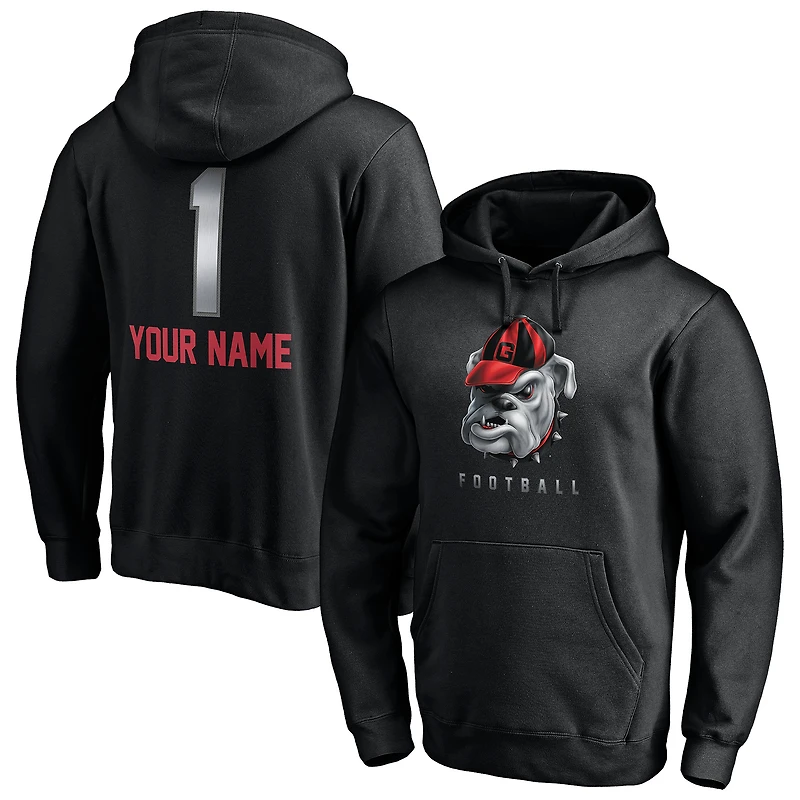 Men's Black Georgia Bulldogs Personalized Any Name Midnight Mascot Pullover Hoodie