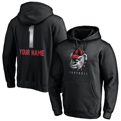Men's Black Georgia Bulldogs Personalized Any Name Midnight Mascot Pullover Hoodie