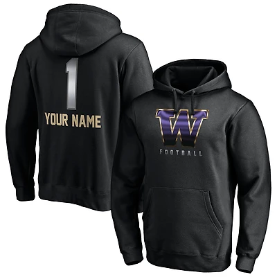 Men's Black Washington Huskies Personalized Any Name Midnight Mascot Pullover Hoodie