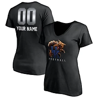 Women's Black Kentucky Wildcats Personalized Any Name & Number Midnight Mascot V-Neck T-Shirt