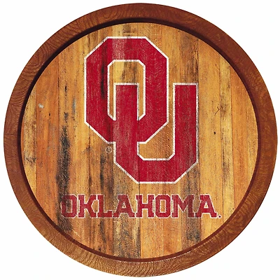 Oklahoma Sooners 21'' x 21'' Weathered Faux Barrel Top Sign