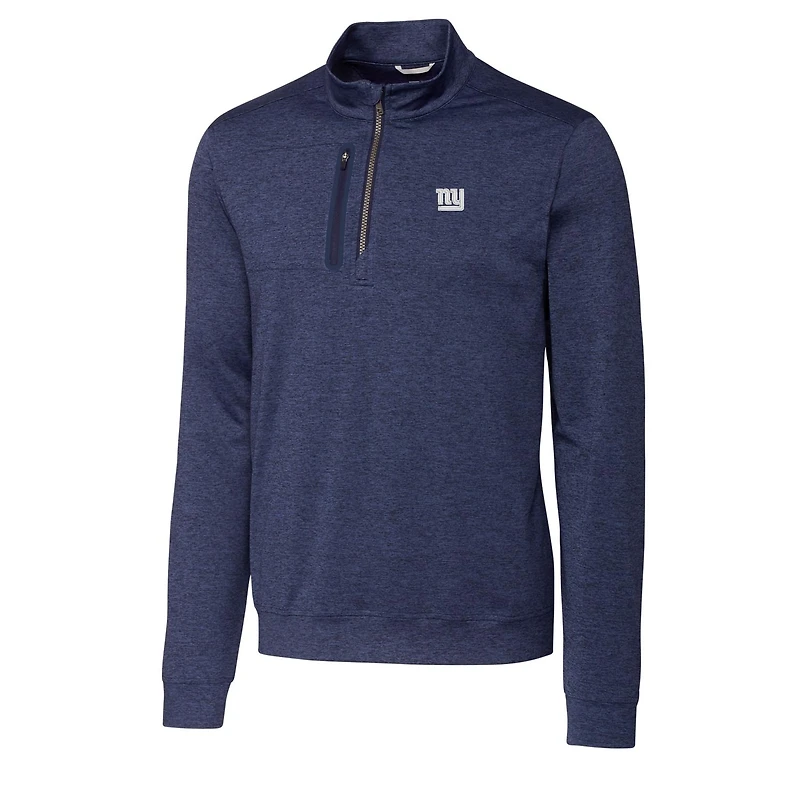 Men's Cutter & Buck Navy New York Giants Big & Tall Stealth Quarter-Zip Pullover Jacket
