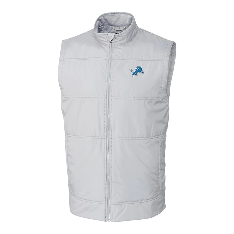 Men's Cutter & Buck Heather Gray Detroit Lions Big & Tall Stealth Full-Zip Vest