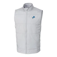Men's Cutter & Buck Heather Gray Detroit Lions Big & Tall Stealth Full-Zip Vest