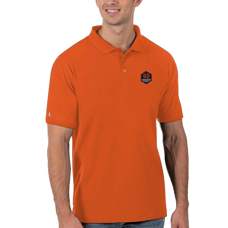 Men's Antigua Orange Houston Dynamo Logo Legacy Pique Polo