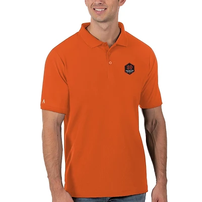 Men's Antigua Orange Houston Dynamo Logo Legacy Pique Polo