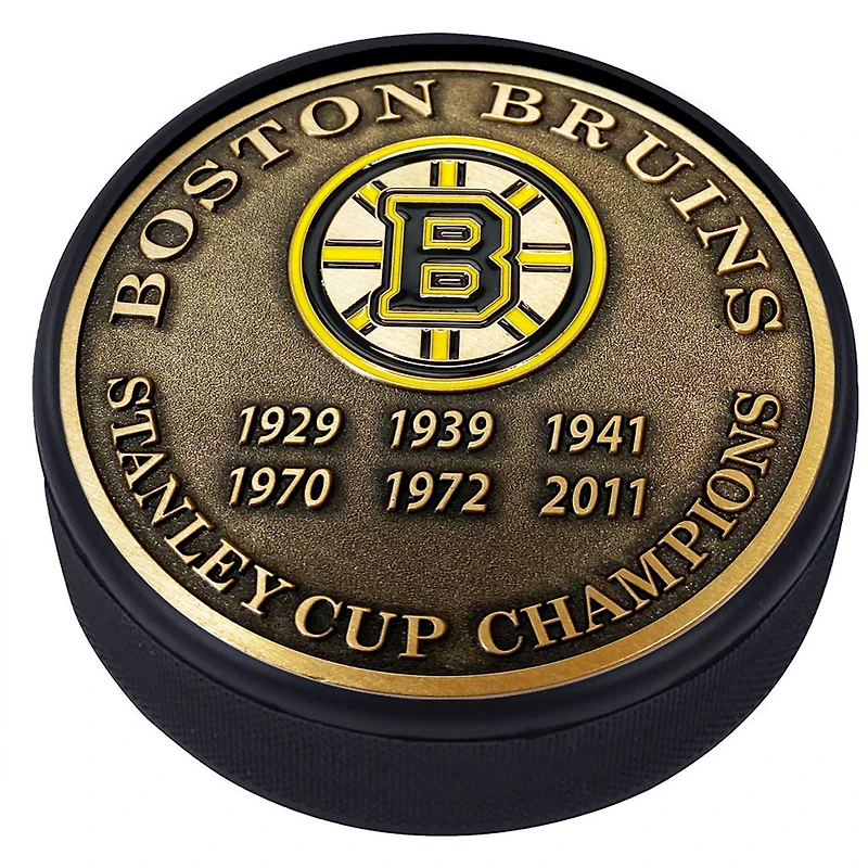 Boston Bruins 6-Time Stanley Cup Champions Medallion Collection Puck