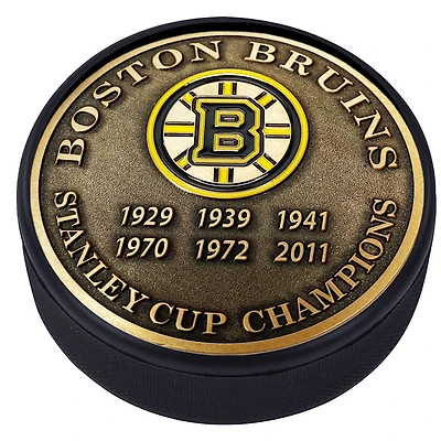 Boston Bruins 6-Time Stanley Cup Champions Medallion Collection Puck