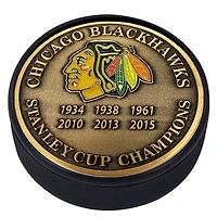 Chicago Blackhawks 6-Time Stanley Cup Champions Medallion Collection Puck