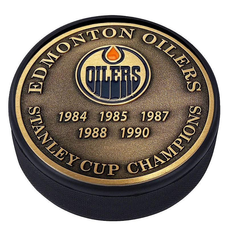 Edmonton Oilers 5-Time Stanley Cup Champions Medallion Collection Puck