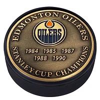 Edmonton Oilers 5-Time Stanley Cup Champions Medallion Collection Puck
