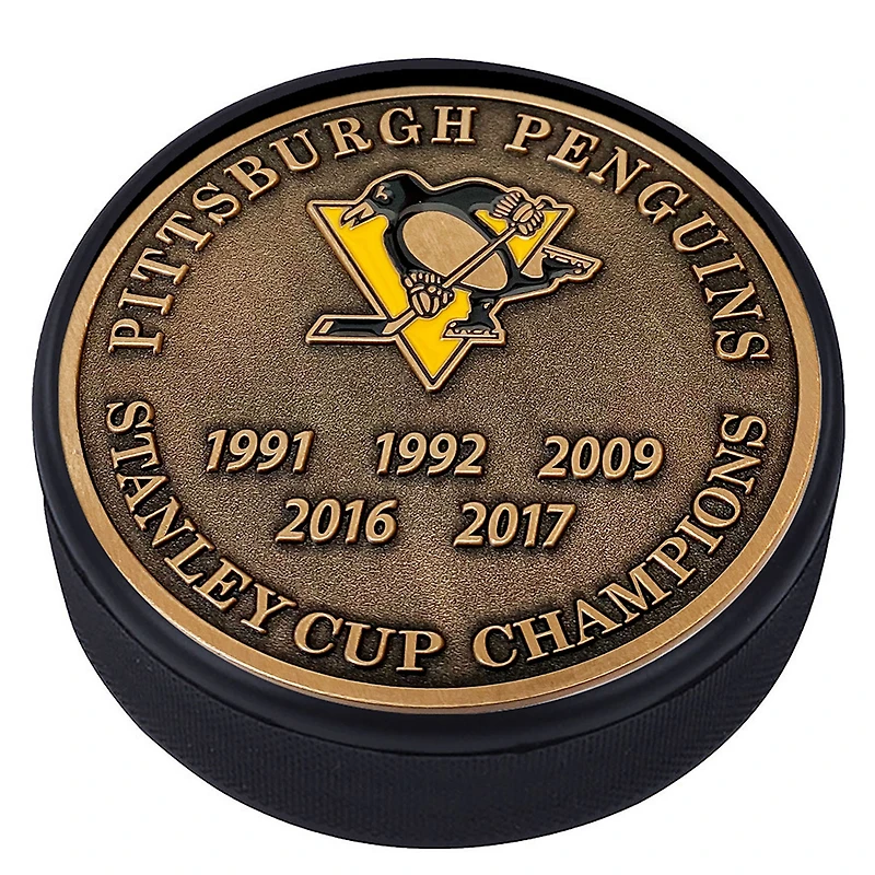 Pittsburgh Penguins 5-Time Stanley Cup Champions Medallion Collection Puck