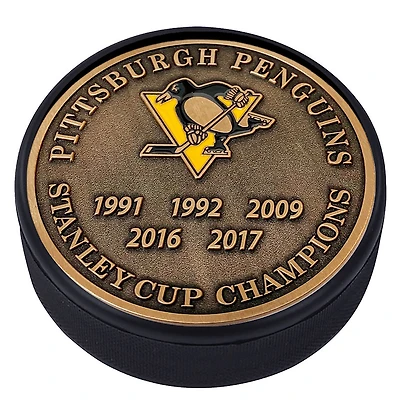 Pittsburgh Penguins 5-Time Stanley Cup Champions Medallion Collection Puck