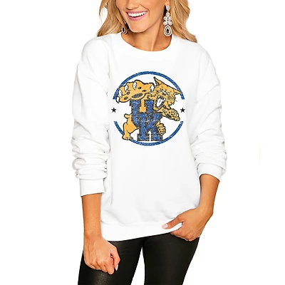 Women's Gameday Couture White Kentucky Wildcats End Zone Oversized Sweatshirt