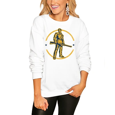 Women's Gameday Couture White West Virginia Mountaineers End Zone Oversized Sweatshirt