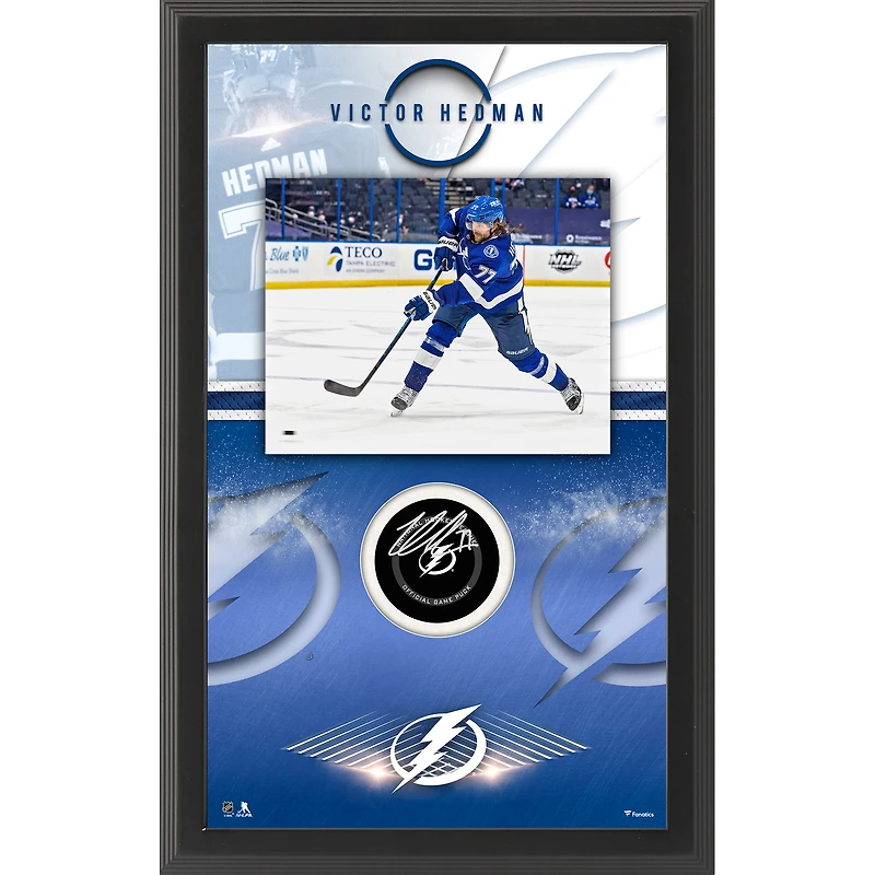 Victor Hedman Tampa Bay Lightning Framed Autographed Hockey Puck Shadowbox with Official Game Puck