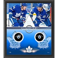 Auston Matthews & John Tavares Toronto Maple Leafs Framed Autographed Hockey Puck Shadowbox with Hockey Pucks