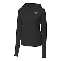 Women's Cutter & Buck Black Green Bay Packers Traverse Pullover Hoodie