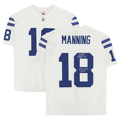 Peyton Manning Indianapolis Colts Autographed White Mitchell & Ness Replica Jersey with "SB XLI MVP" Inscription