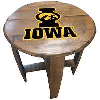 Iowa Hawkeyes Team Oak Barrel Table