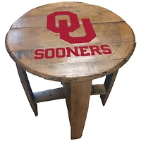 Oklahoma Sooners Team Oak Barrel Table