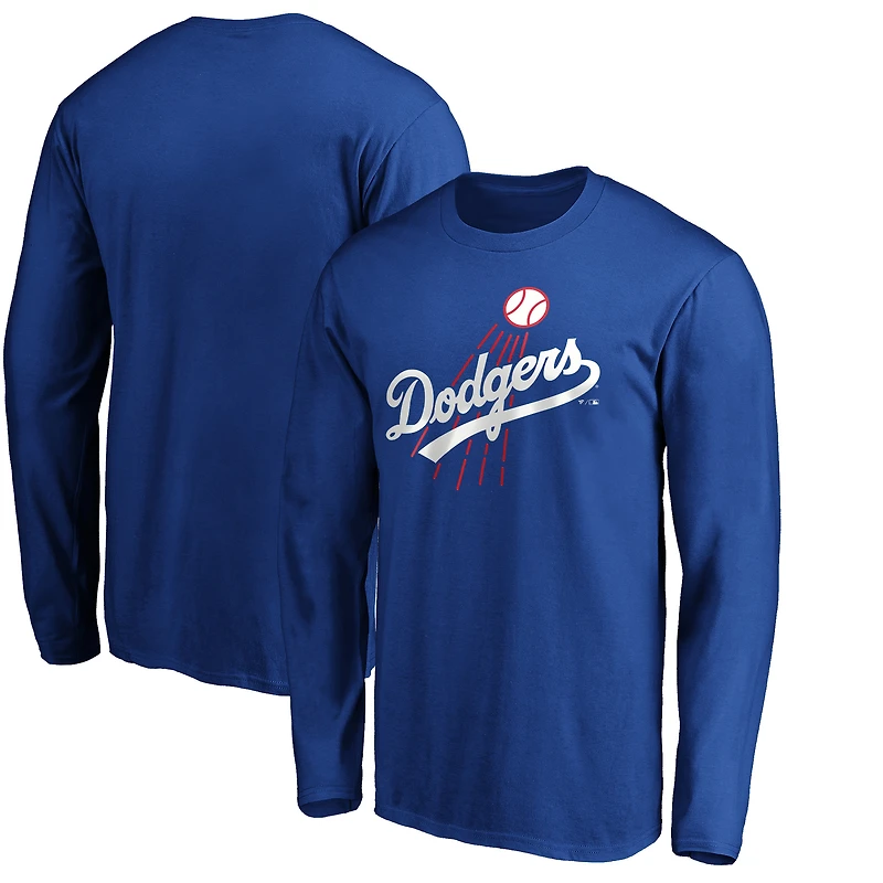 Men's Royal Los Angeles Dodgers Cooperstown Collection Huntington Logo Long Sleeve T-Shirt