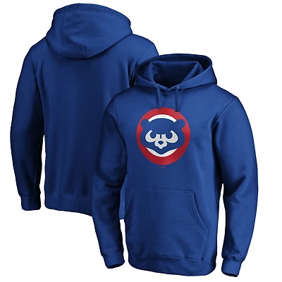 Men's Royal Chicago Cubs Cooperstown Collection Huntington Logo Fitted Pullover Hoodie