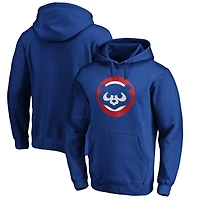 Men's Royal Chicago Cubs Cooperstown Collection Huntington Logo Fitted Pullover Hoodie