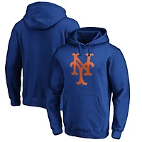 Men's Royal New York Mets Cooperstown Collection Huntington Logo Fitted Pullover Hoodie