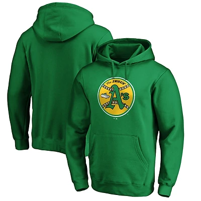 Men's Kelly Green Athletics Cooperstown Collection Huntington Logo Fitted Pullover Hoodie