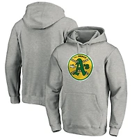 Men's Heather Gray Athletics Cooperstown Collection Huntington Logo Fitted Pullover Hoodie