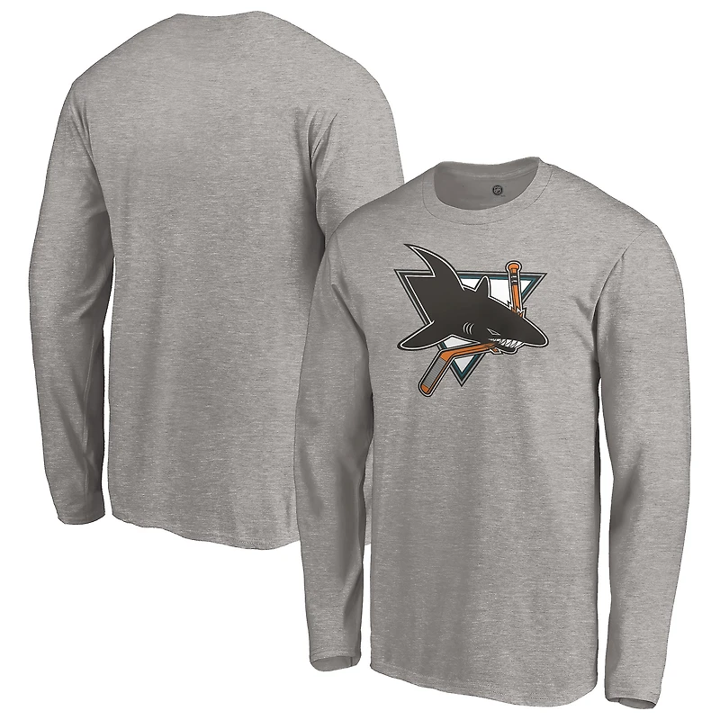 Men's Heather Gray San Jose Sharks Special Edition Primary Logo Long Sleeve T-Shirt