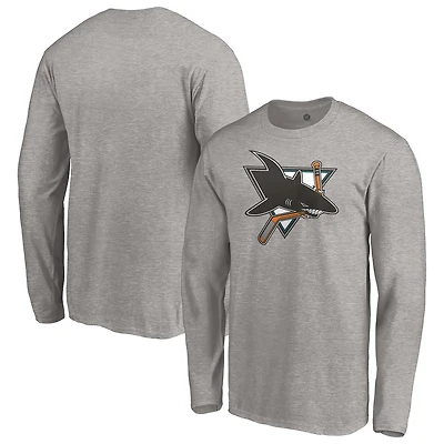 Men's Heather Gray San Jose Sharks Special Edition Primary Logo Long Sleeve T-Shirt
