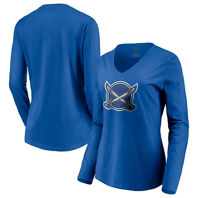 Women's Royal Buffalo Sabres Special Edition Primary Logo V-Neck Long Sleeve T-Shirt
