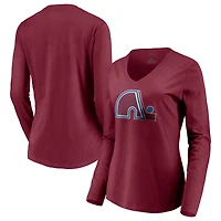 Women's Burgundy Colorado Avalanche Special Edition Primary Logo V-Neck Long Sleeve T-Shirt