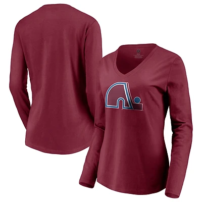 Women's Burgundy Colorado Avalanche Special Edition Primary Logo V-Neck Long Sleeve T-Shirt
