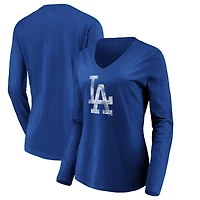 Women's Royal Los Angeles Dodgers Core Distressed Team Long Sleeve T-Shirt