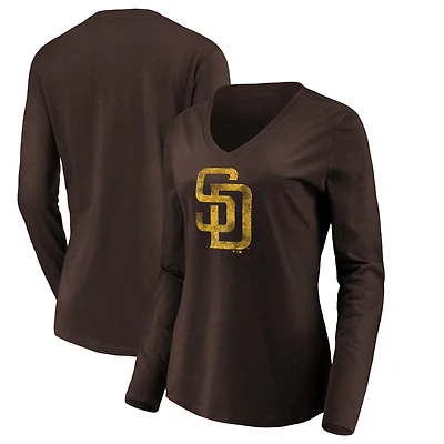 Women's Brown San Diego Padres Core Distressed Team Long Sleeve T-Shirt