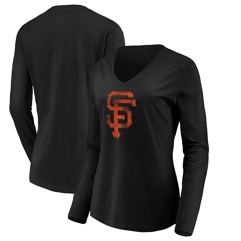 Women's Black San Francisco Giants Core Distressed Team Long Sleeve T-Shirt