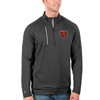 Men's Antigua Charcoal/Silver Chicago Bears Bear Head Generation Quarter-Zip Pullover Jacket
