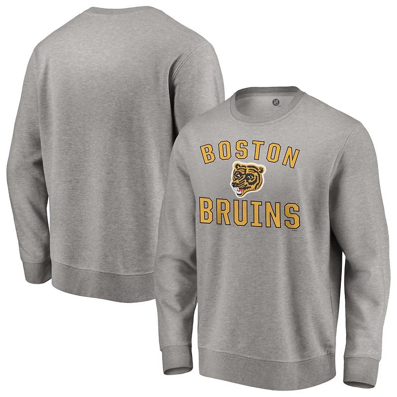 Men's Heather Gray Boston Bruins Special Edition Victory Arch Pullover Sweatshirt
