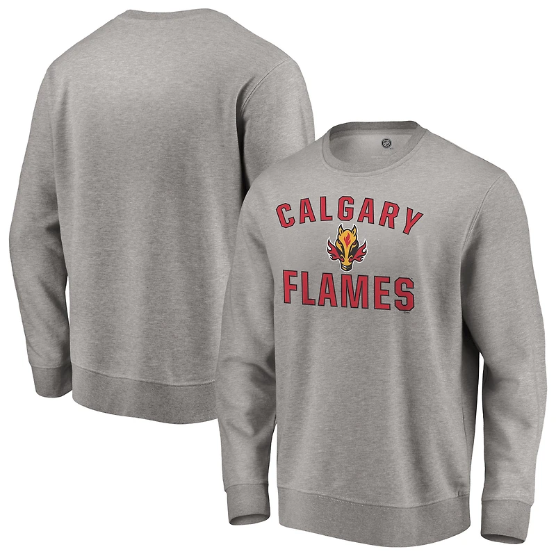 Men's Heather Gray Calgary Flames Special Edition Victory Arch Pullover Sweatshirt