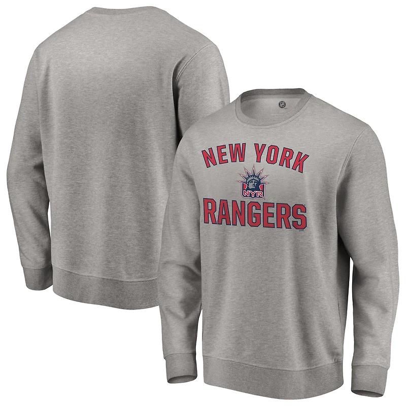 Men's Heather Gray New York Rangers Special Edition Victory Arch Pullover Sweatshirt