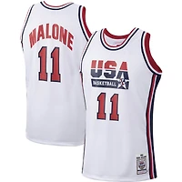 Men's Mitchell & Ness Karl Malone White USA Basketball 1992 Authentic Jersey